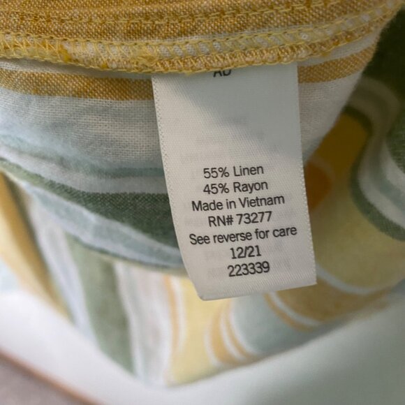 Croft & Barrow Linen Blend Dress Womens 1X  Yellow Striped Sleeveless Sundress - Picture 5 of 9